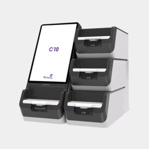 Analizzatore Biochimico Bionote Vcheck C10 Analizzatore biochimico modulare a secco, permette una rapida analisi sia a profilo che a singolo analita. Risultati in 10 minuti con solo 70 ㎕ di campione.